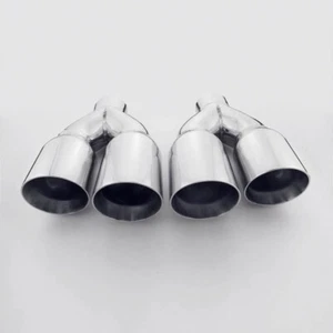 2.5" Inlet Exhaust Tips Quad 3.5" Out Staggered 11.8" Length Pair Angle Cut - Picture 1 of 7