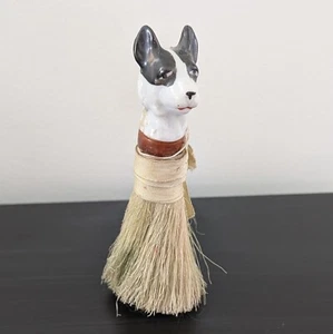 Antique Japan Porcelain Figural Dog Head Valet Vanity Whisk Brush Hand Broom - Picture 1 of 13