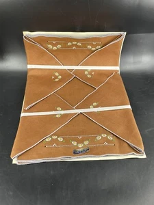 Peerless Brown Napkin Placemat Set 4 Embroidered White Daisy Table Linen Vintage - Picture 1 of 5