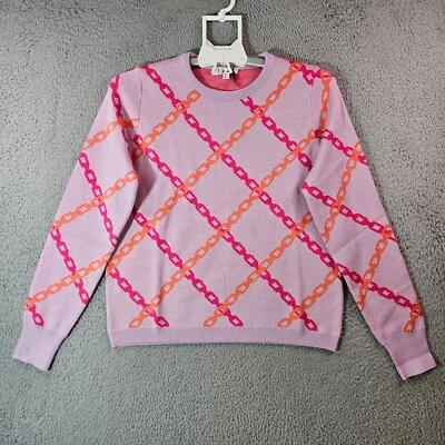Nuevo - THML Anthropologie Suéter Mujer Pequeño Cuello Redondo Cadena Estampado Rosa - NUEVO Foto 1 de 4