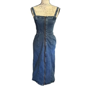 GU Blue Denim Zipper Front Convertible Dress Size Medium - Picture 1 of 4
