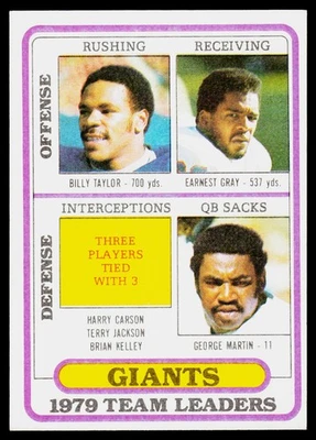 Taylor / Earnest Gray / George Martin TL, CL, 1980 Topps, #94, New York Giants, - Image 1 of 2