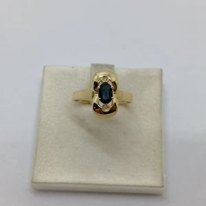 ANELLO DA DONNA CON ZAFFIRO E DIAMANTI IN ORO GIALLO 18KT  3,1 GR. N.14 (1706) - Imagen 1 de 11