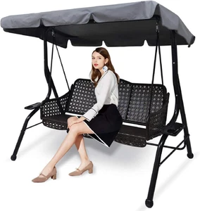 Toldo para silla columpio de patio, cubierta para dosel de asiento oscilante de porche exterior de 3 asientos, impermeable - Imagen 1 de 12