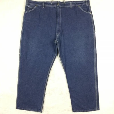 Key Mens Jeans Carpenter Blue Denim Medium Indigo Wash Workwear 52x30 - Image 1 of 4