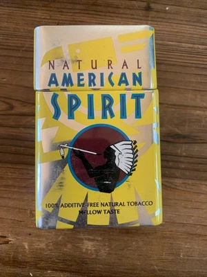 Yellow American Spirit Vintage Hinged Cigarette Tin - Image 1 of 4