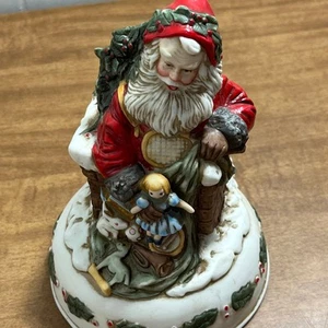 Vintage 1985 Enesco Christmas Santa Shoppe St. Nicholas Circa 1910 Music Box TA5 - Picture 1 of 3