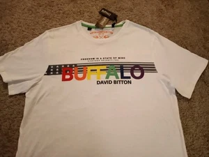 Buffalo David Bitton Logo Crew T-Shirt, Wrinkled, White, Size Large NWT - Picture 1 of 9