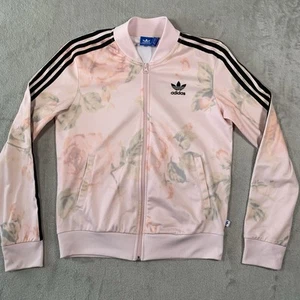 Adidas Jacket Womens UK 8 Pink Originals Floral Firebird TT Crew Moscow ABW003 - Picture 1 of 14