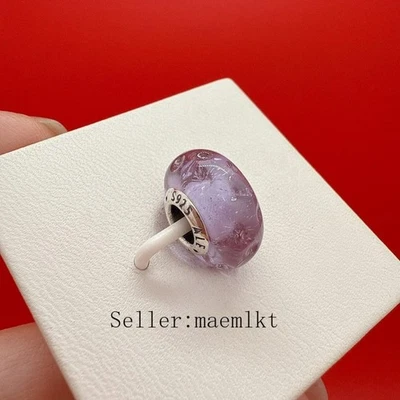 Nuevo Dije de Cristal de Murano Lavanda Ondulado de Plata de Ley 925, Dije de Murano Foto 1 de 4