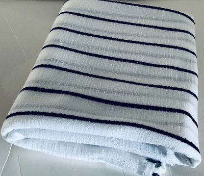 Vintage Woven Knit Fabric:  60" x 36" - White with Black Stripe - Image 1 of 3