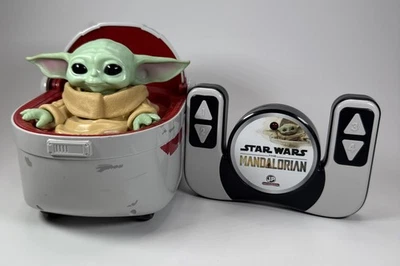 Star Wars Mandalorian Grogu and Hover Baby Yoda Pram with Remote Control Tested - Image 1 of 4