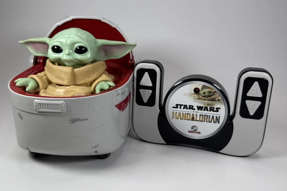 Star Wars Mandalorian Grogu and Hover Baby Yoda Pram with Remote Control Tested - Image 1 of 4