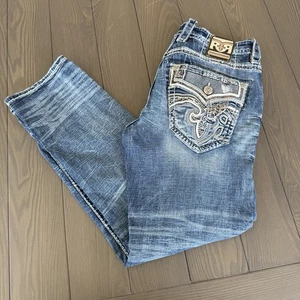 Rock Revival Jeans Mens 33x30 Mckay Straight Blue Premium Stretch Designer Denim - Picture 1 of 20