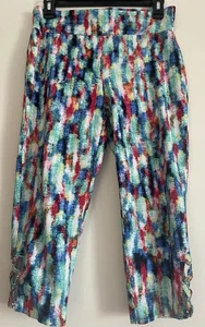 Attyre Multicolored Capri Pants with Lattice & Ties on Hem Size Petite S NWOT ❤️ - Picture 1 of 5