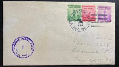 1942 USA Army Post Office APO 502 New Caledonia Island Cover FDC To New York - Image 1 of 2