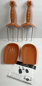 Temp-tations OLD WORLD Orange Meat Forks Removable Scoops Set of 2 NEW - Picture 1 of 8