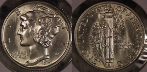 1941 P Mercury Dime GEM BU+ ! VOLLE BÄNDER! AUS EINER OBW ROLLE 41P1280 - Bild 1 von 3