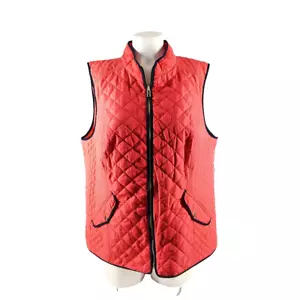 NWT CHARTER CLUB Quilted Vest Jacket XL(16-18) Full Zip Coral W/ Pockets - Picture 1 of 13
