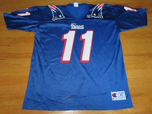 Vintage Champion DREW BLEDSOE No 11 NEW ENGLAND PATRIOTS (Size 48) Jersey w Holo - Picture 1 of 7