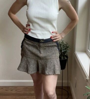 Baby Phat Womens Tweed Mini Skirt Size 7 Peplum Y2K School 90s Deadstock - Image 1 of 4