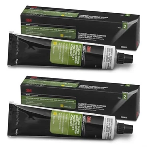 Two Tubes of 3M 08001 Super Yellow Weather-strip Adhesive 5 oz 8001 - Picture 1 of 1