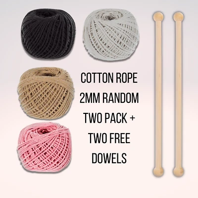DIY Macrame Random Grab Box of 2 50m Cords + Two Free Wooden Dowels - Изображение 1 из 2