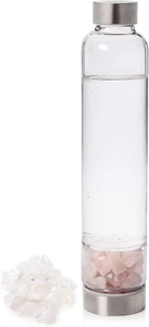Botella de vidrio de agua reutilizable de cuarzo personalizado H20 Macy's con piedras preciosas de cristal - Imagen 1 de 3