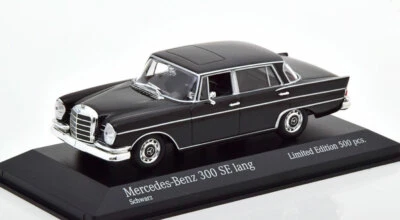 MERCEDES 300 SE LANG LWB 1963 NERO MINICHAMPS 943035203 W112 1/43 500 PCS BENZ - Immagine 1 di 4