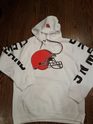 Cleveland Browns Pullover Hoodie Size Small S NFL Team Sweatshirt White Cotton Cover