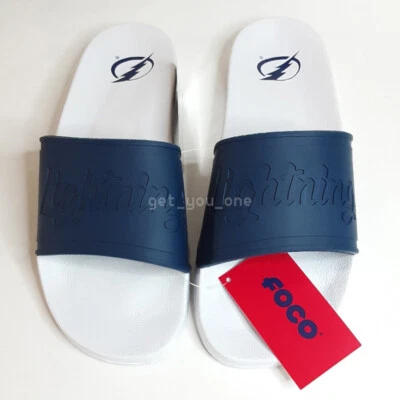 NWT FOCO Tampa Bay Lightning Hockey Script Women's Slide Sandals Size XL 11-12 - Image 1 of 4
