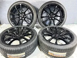 22" GLOSS BLACK SRT WHEELS RIM TIRES JEEP GRAND CHEROKEE DURANGO 5x127 TRACKHAWK - Picture 1 of 6