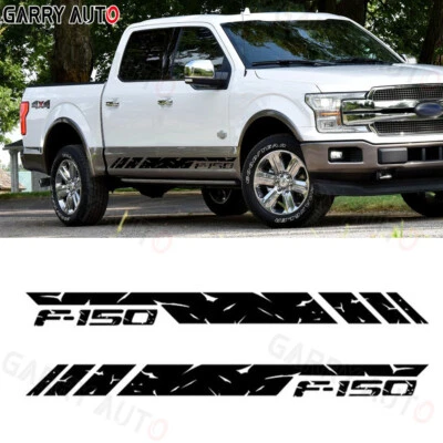2x Calcomanías adhesivas negras deportivas para puerta con gráficos de cama lateral para Ford F-150 Foto 1 de 4