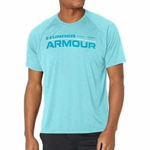 Under Armour Tech 2.0 Wordmark Mens Training Top Blue Short Sleeve Gym T-Shirt - Picture 1 of 2