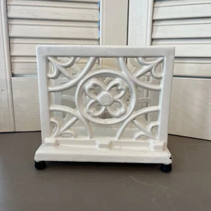 Cast Iron Farmhouse Style Floral White Napkin Holder - Picture 1 of 5