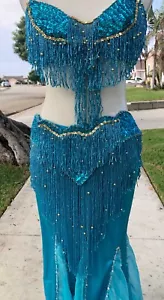 Gorgeous Turquoise Belly Dance Beaded Costume - Picture 1 of 10
