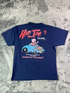 Vintage 1994 Ham Jam Car Show T-Shirt L Pig Hot Rod Rock N Roll Graphic Tee - Picture 1 of 8