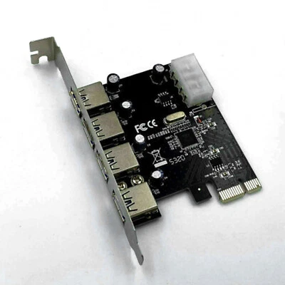 PCI-E Express to 4 Port USB 3.0 Expansion Card Adapter 1 to 4 PCIE Splitters jj2 - Image 1 of 4
