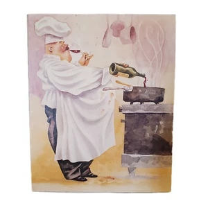 Wine Sipping Drinking Chef Cook Picture Print mounted on cardboard 8" x 10" - Picture 1 of 4