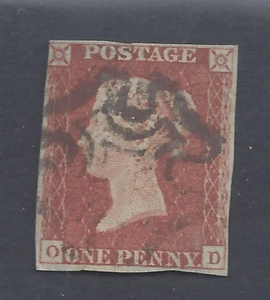 GREAT BRITAIN QV   1d  RED-BROWN PLATE 12  USED  SG 8 - Picture 1 of 2