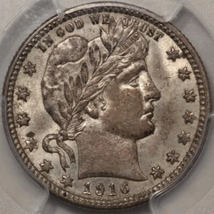 1916-D Barber Quarter PCGS & CAC AU-58 - Sweet CAC Everyman Coin! - Picture 1 of 4