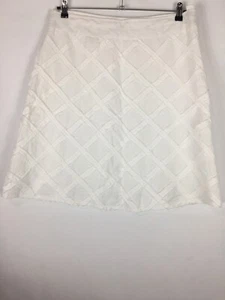 For Cynthia White A-Line Linen Blend Skirt Women Lined Textured Side Zip Sz L - Picture 1 of 5