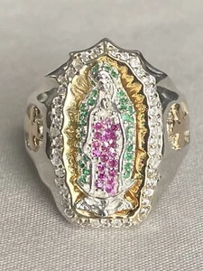 Ring virgen de Guadalupe, silver 925 and 10K Gold Laminated, size 8 to 13 - Picture 1 of 7