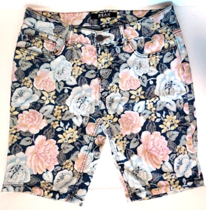 Beau Dawson Womens Denim Floral ShortsMid Rise Blue Pink - Sz 8 Petite - Picture 1 of 4