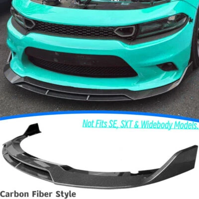 Alerón divisor de labios parachoques delantero estilo fibra de carbono para Dodge Charger SRT 15-23 Foto 1 de 4