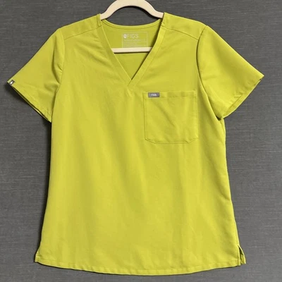 Figs Scrub Top Small Catarina Yellow Technical Medical Nurse V Neck One Pocket - Image 1 of 4