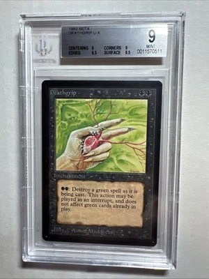 MTG BETA U K Deathgrip BGS 9 Quad++ Mint (Gem Mint surface, edges) 1993 - Image 1 of 4