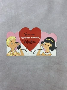 Scheda San Valentino Vintage Ragazza Telefonata Kitschy Ephemera - Foto 1 di 5