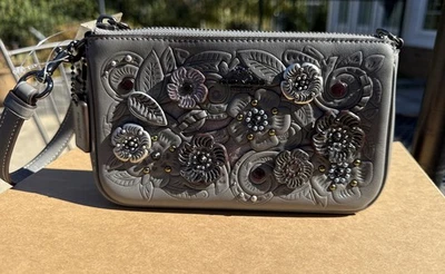 Authentic Coach Metal Tea Rose Tooling Nolita 19 Wristlet F24957 Heather Grey - Image 1 of 4