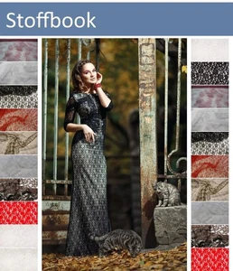 SPITZE STOFF TÜLLSPITZE BEFLOCKT SPITZENSTOFF METERWARE BEKLEIDUNG BOGENKANNE - Picture 1 of 15